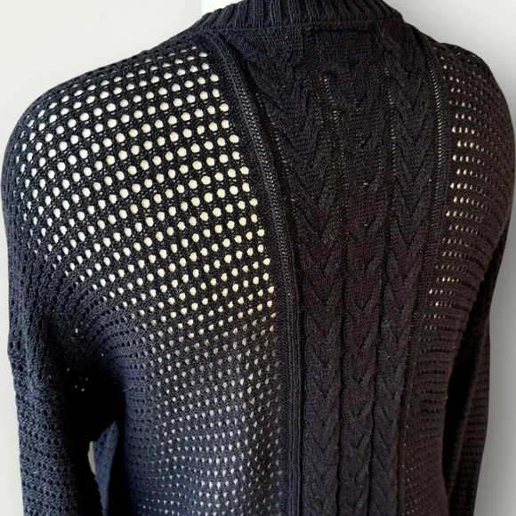 Lane Bryant Long Sleeves V Neck Cable Open Knit Tunic Sweater Size 18/20 Black - Picture 13 of 16